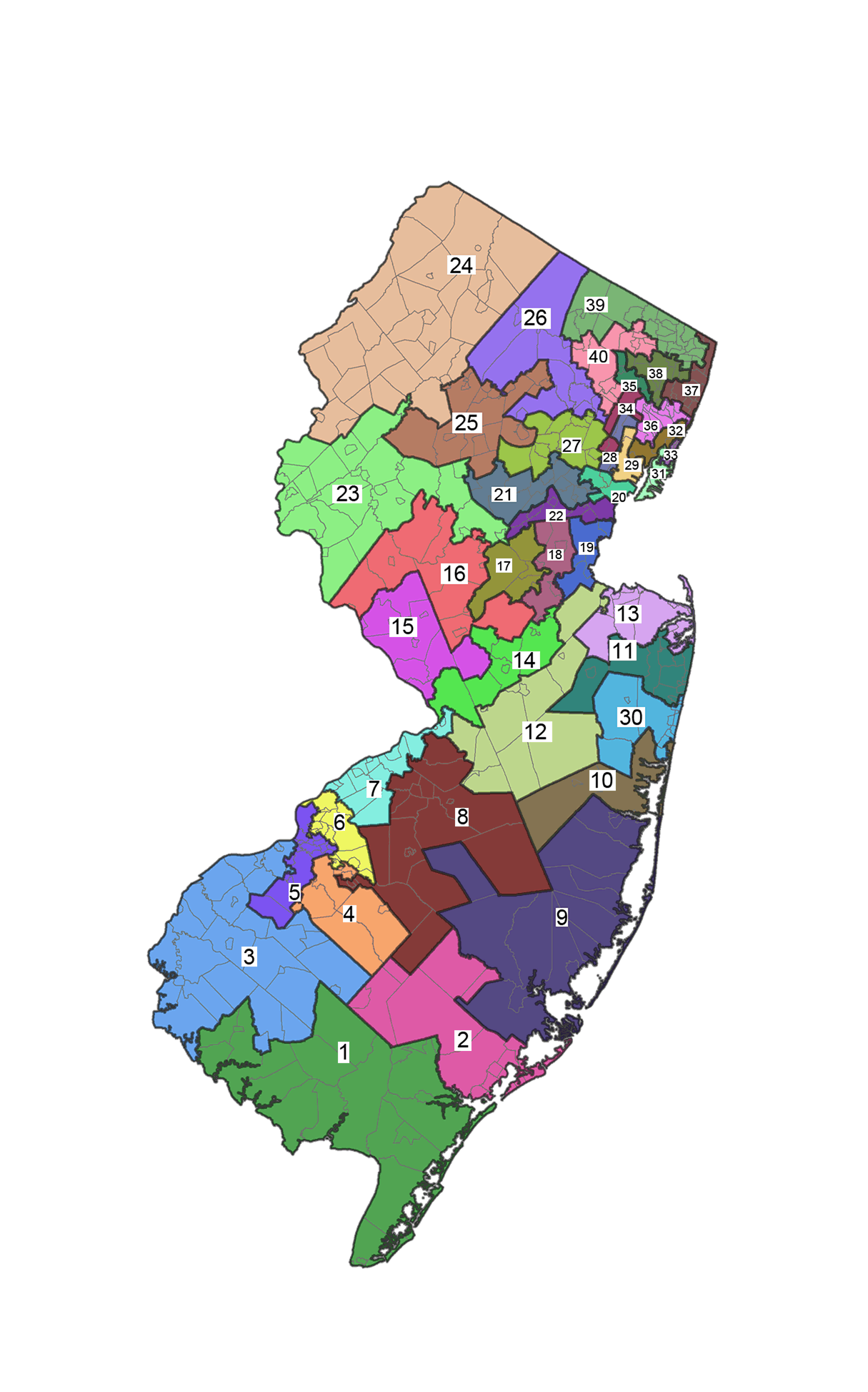 Map of NJ Legislative districts