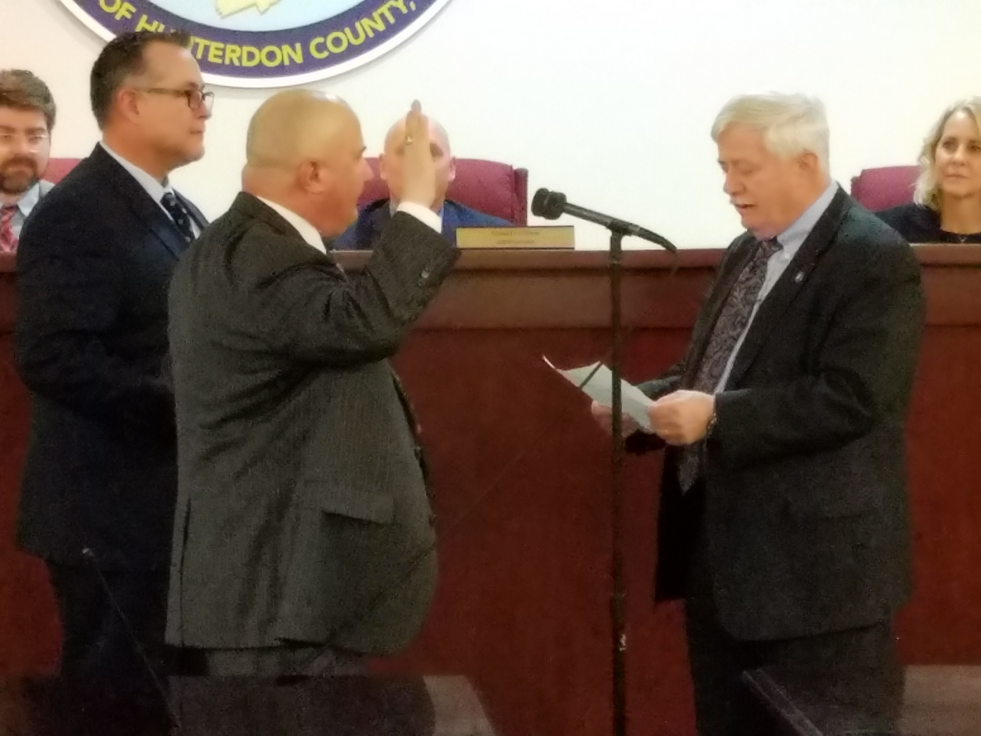 Lou Reiner sworn in for Raritan Twp. Committee by Sheriff Fred Brown