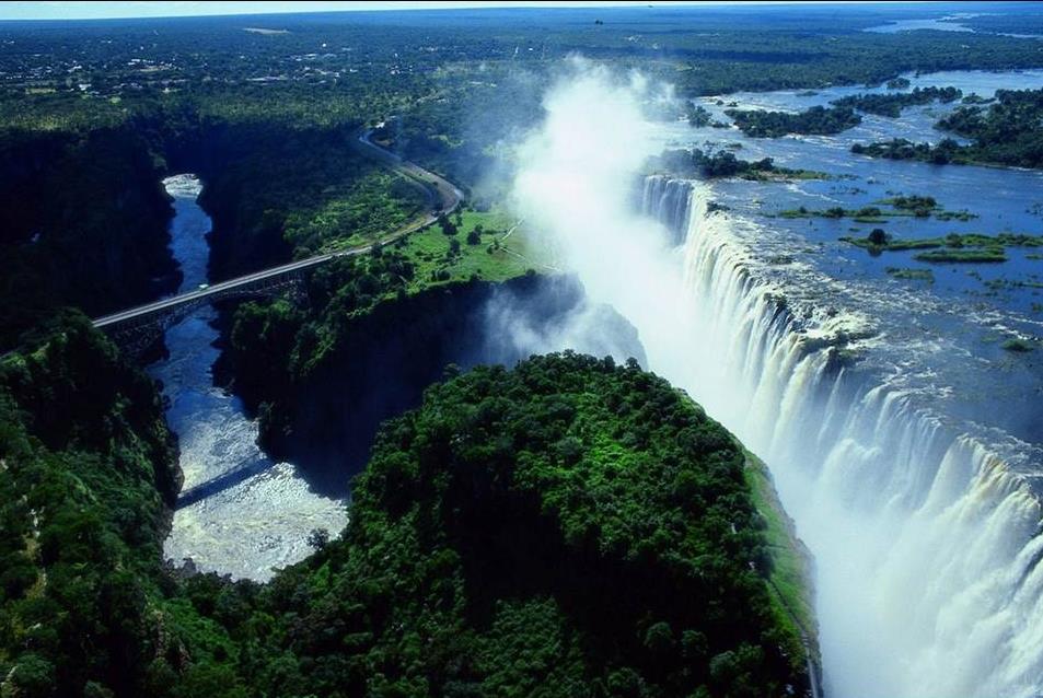 Victoria Falls with bridge